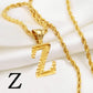 Anniyo A-Z Letters Necklaces Women Men Gold Plated Initial Pendant Rope Chain English Letter Jewelry Alphabet African #058002B