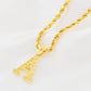 Anniyo A-Z Letters Necklaces Women Men Gold Plated Initial Pendant Rope Chain English Letter Jewelry Alphabet African #058002B