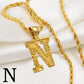 Anniyo A-Z Letters Necklaces Women Men Gold Plated Initial Pendant Rope Chain English Letter Jewelry Alphabet African #058002B