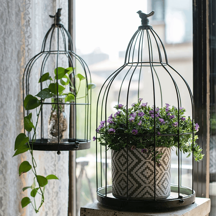 Vintage Garden Birdcage Display