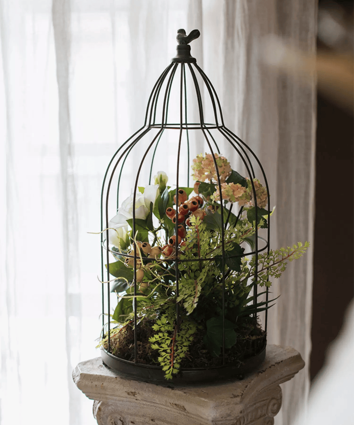 Vintage Garden Birdcage Display