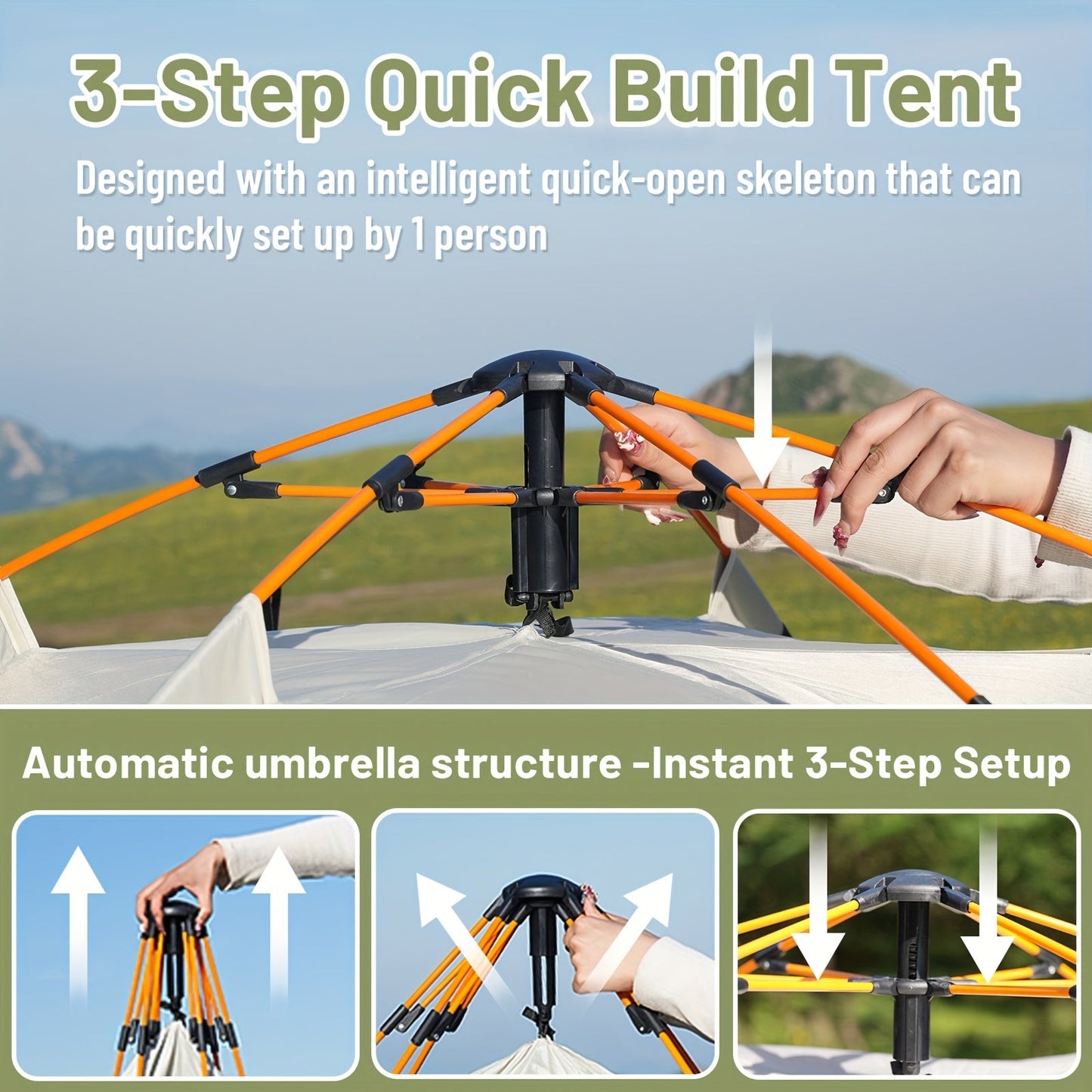 3-4 Person Instant Waterproof Pop Up Camping Tent