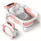 Foldable Baby Bathtub with Thermometer Soft Cushion Portable Baby Bath Tub