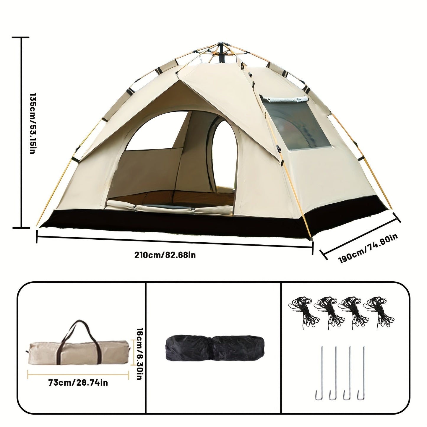 3-4 Person Instant Waterproof Pop Up Camping Tent