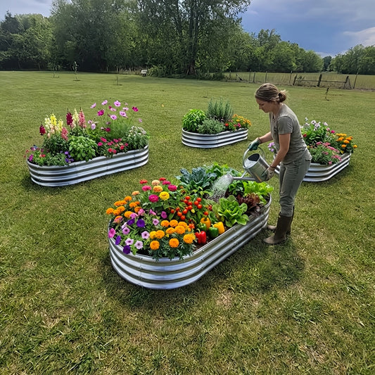Galvanized Oval Raised Garden Bed Metal Planter Kit