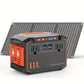 300W Portable Power Station Solar Generator w/ Foldable Solar Panel Camping Backup Power Supply