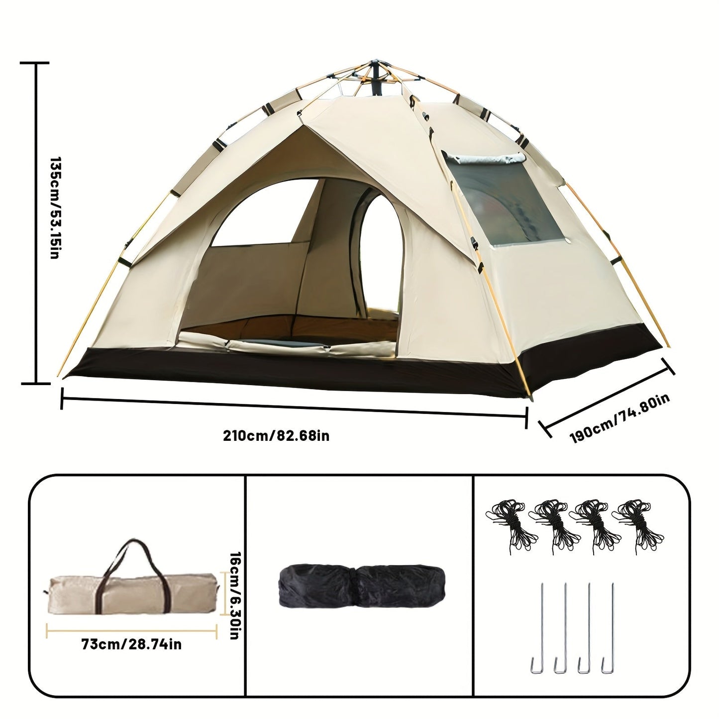 3-4 Person Instant Waterproof Pop Up Camping Tent