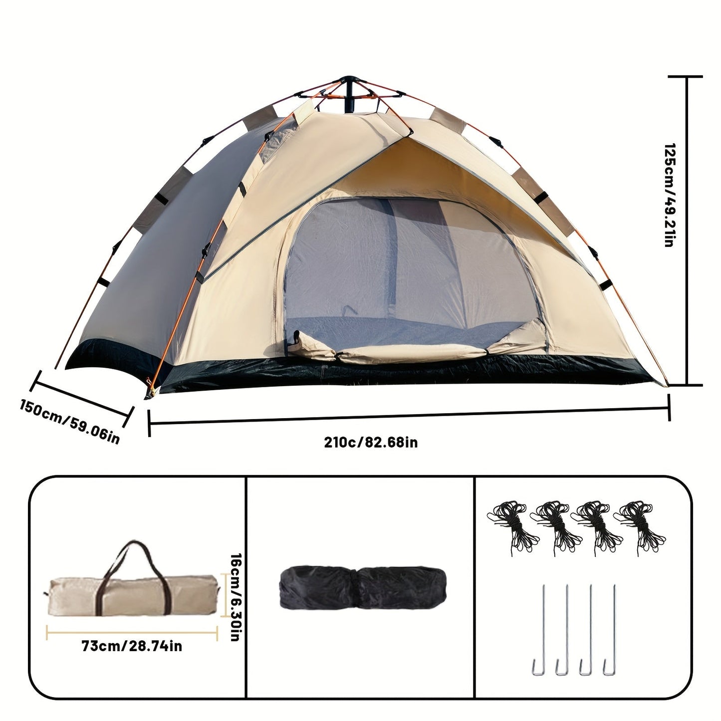 3-4 Person Instant Waterproof Pop Up Camping Tent