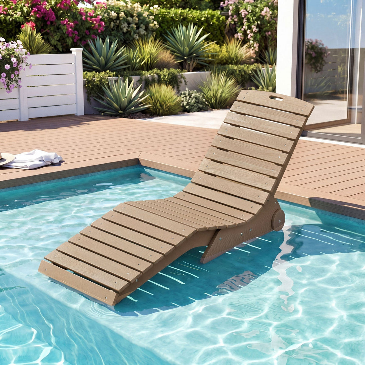 In-Pool Lounge Chair with Weighted Anti-Floating Design 450 LBS for Baja Shelf