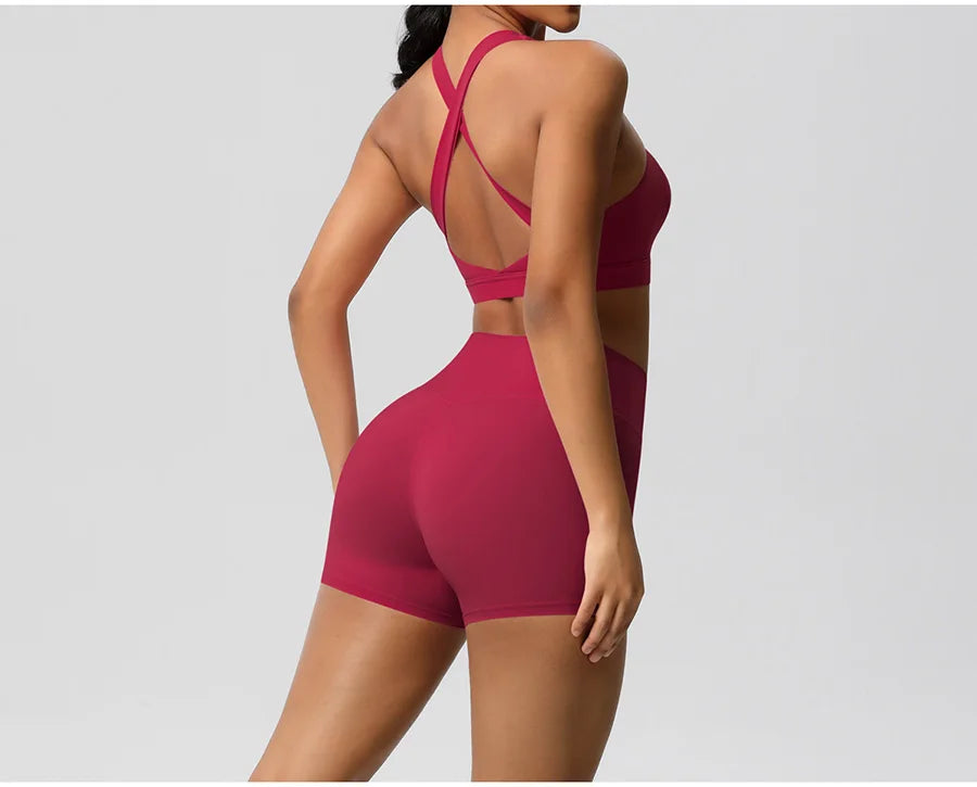 Women's Yoga Set Fitness Bra Push-Up Shorts Activewear