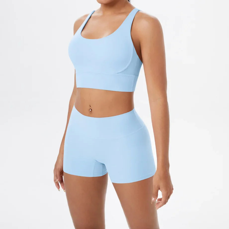 Women's Yoga Set Fitness Bra Push-Up Shorts Activewear