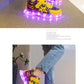 Kid’s Casual Shoes Boys Rechargeable Cartoon PU Leather Spring Fashion Flat Bottom Anti-slip Sneakers Yellow Size 25-36