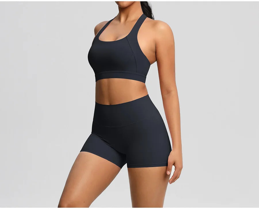 Women's Yoga Set Fitness Bra Push-Up Shorts Activewear