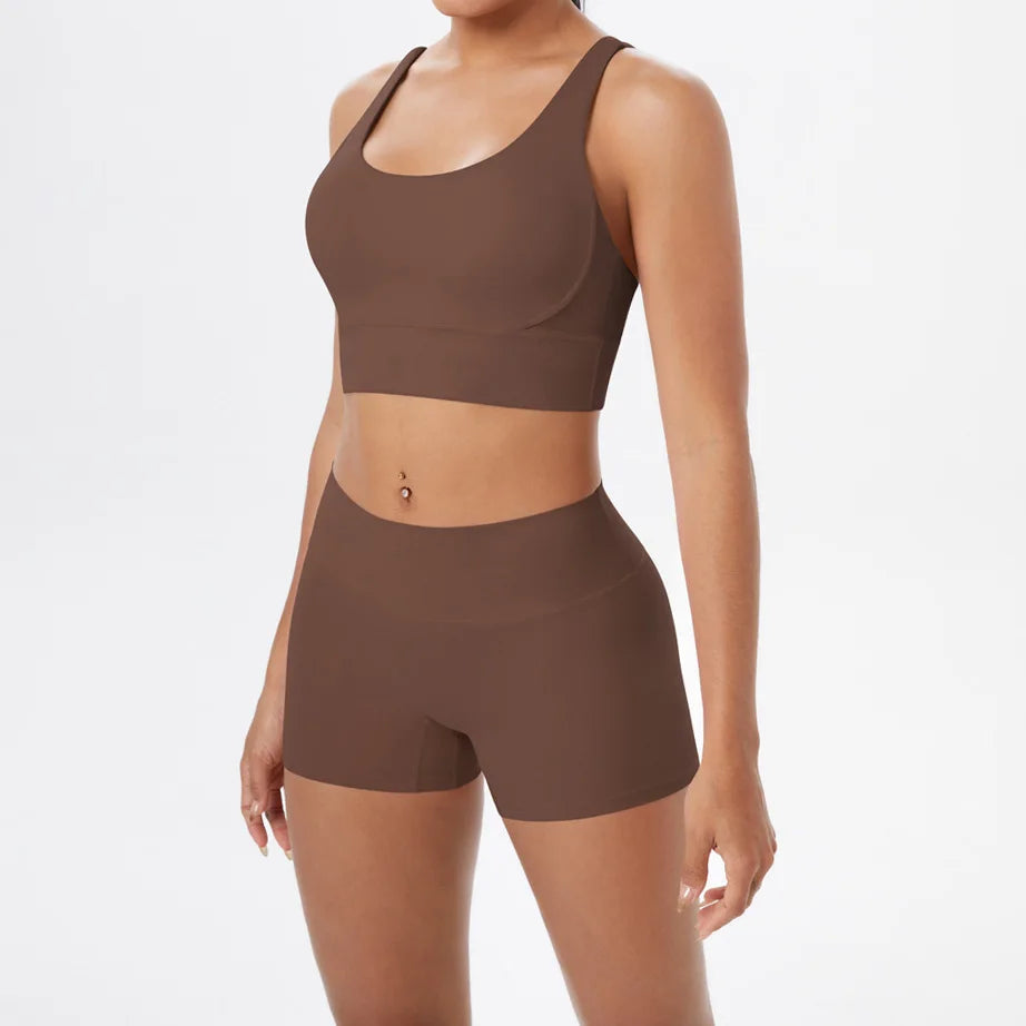 Women's Yoga Set Fitness Bra Push-Up Shorts Activewear