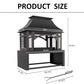 Wood Burning Outdoor Fireplace With Chimney And Spark Screen