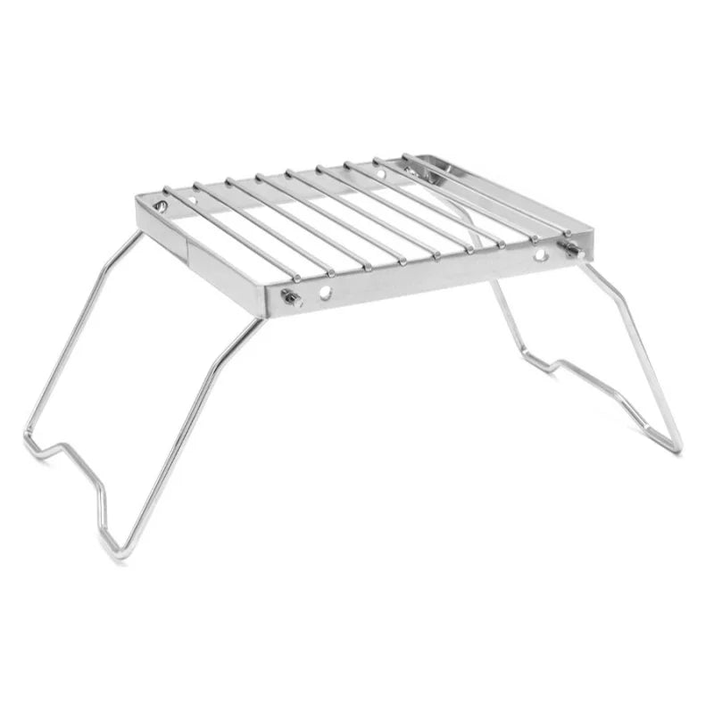 Compact Camping Stove Grill Rack & Burner for Outdoor Cooking