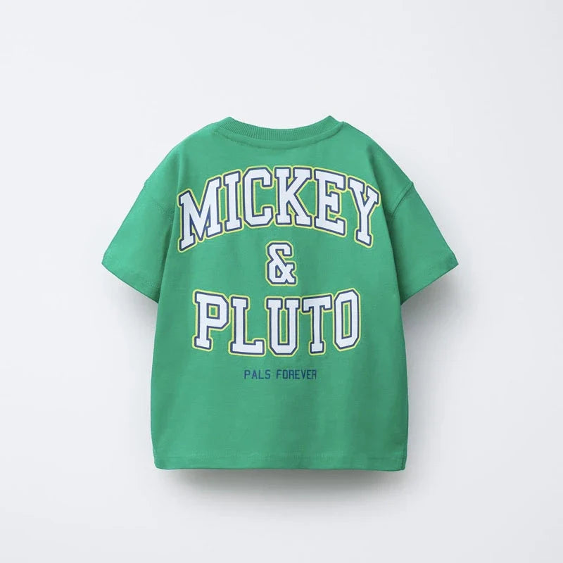 Mickey TShirt 2025 Summer Loose Casual Base Shirt Pure Cotton Tees New Design Round Neck Tops Toddler Cartoon Short Sleeve