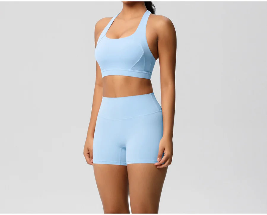 Women's Yoga Set Fitness Bra Push-Up Shorts Activewear