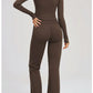 Women's Seamless Yoga Set Long Sleeve Flared Leggings Activewear