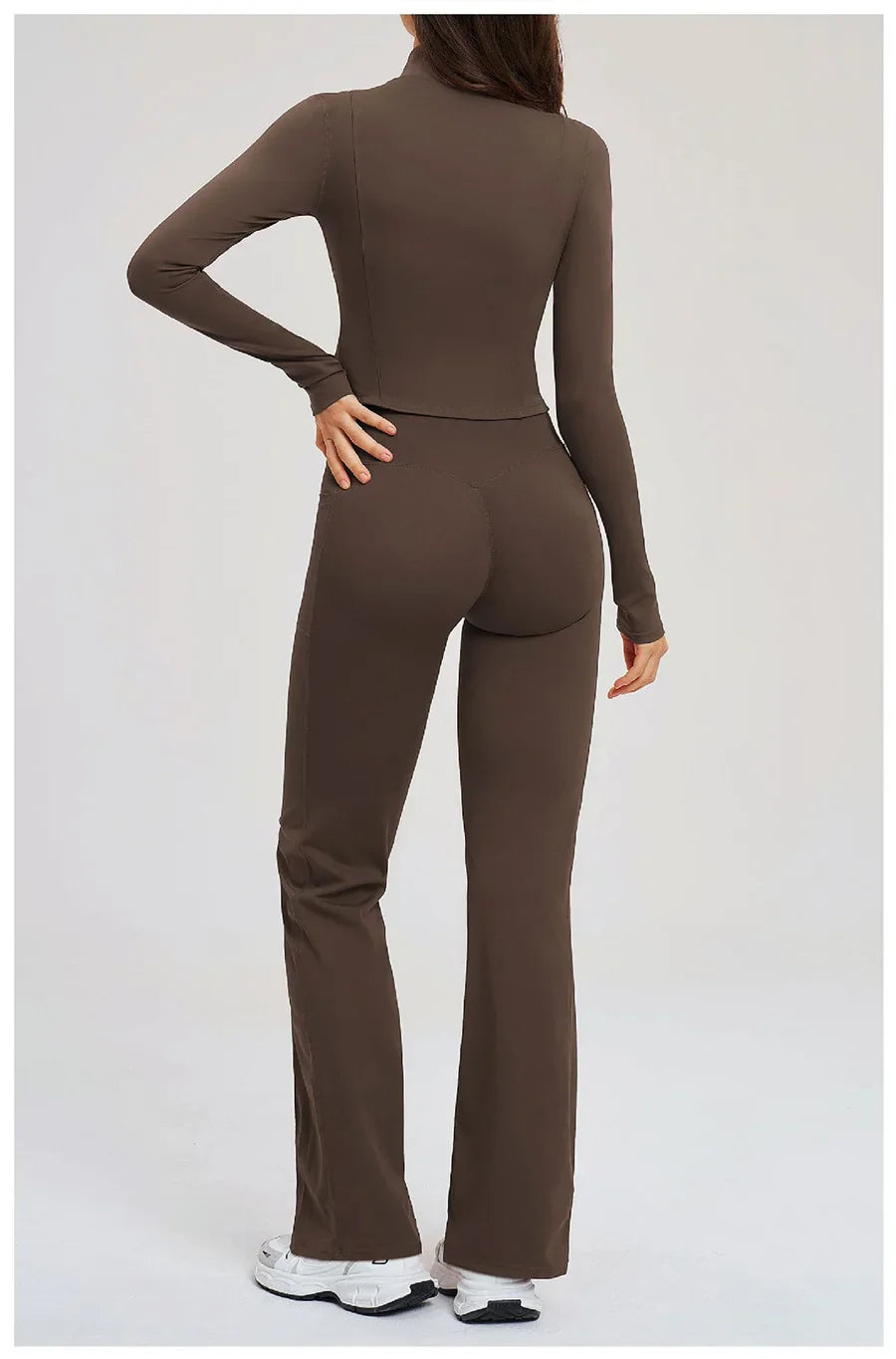 Women's Seamless Yoga Set Long Sleeve Flared Leggings Activewear
