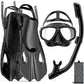 Mask Fins Snorkel Set 4 in 1 Panoramic View Dry Top Adjustable Short Dive Flippers Travel Bag Scuba Gear Diving Swimming Adults