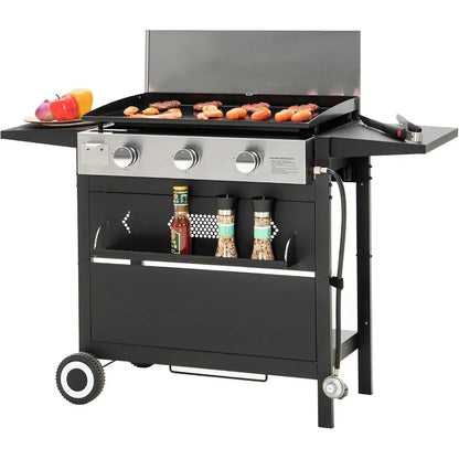 Ceramic Coated Cast Iron Griddle Portable Propane Grill 33000 BTU
