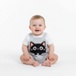IURNXB Summer Infant Cartoon Black Cat Printed Unisex Romper with Suspenders (0-18M)