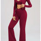 Women's Seamless Yoga Set Long Sleeve Flared Leggings Activewear