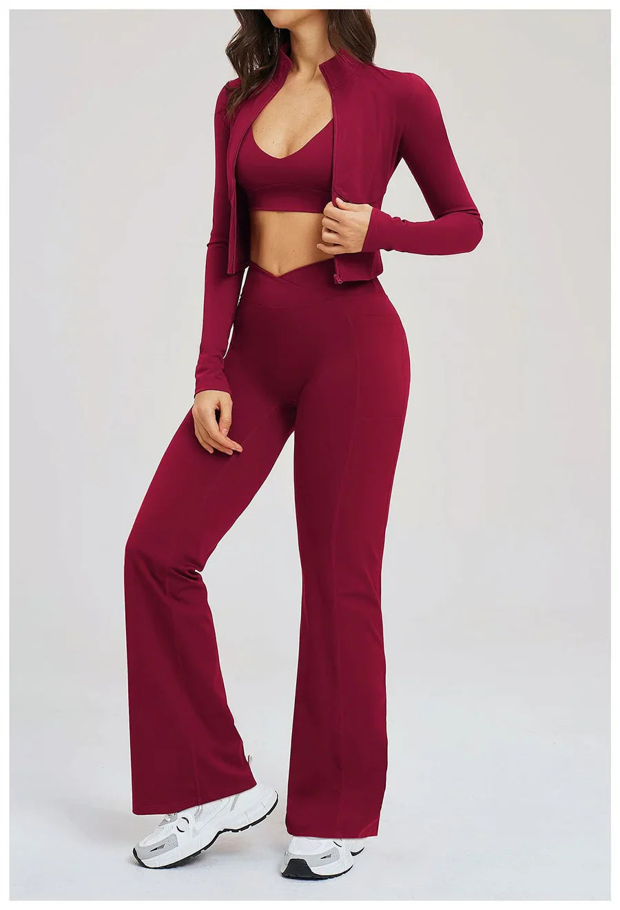 Women's Seamless Yoga Set Long Sleeve Flared Leggings Activewear
