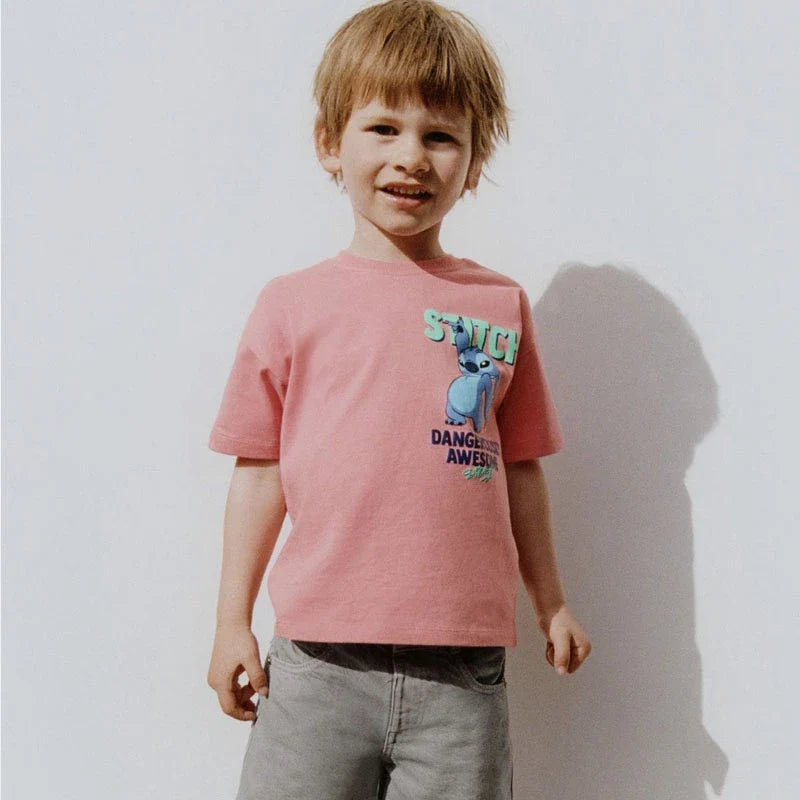 Mickey TShirt 2025 Summer Loose Casual Base Shirt Pure Cotton Tees New Design Round Neck Tops Toddler Cartoon Short Sleeve