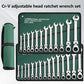Ratchet Combination Wrench Set 6-32mm Gear Ring Ratcheting Combination Wrench Kit Metric Flexible Head with Canvas Bag Tools Set
