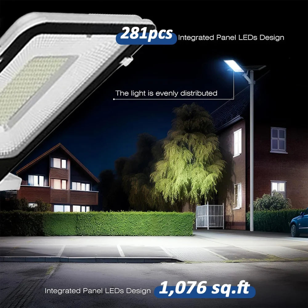 8000mah High Power Solar Street Lights Outdoor Commercial Parking Lot Light Dusk to Dawn Solar Security Flood Lights Solar Lamp