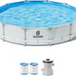 Joyfy Round Outdoor Above Ground Pool Set With Filter Pump