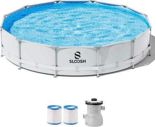 Joyfy Round Outdoor Above Ground Pool Set With Filter Pump