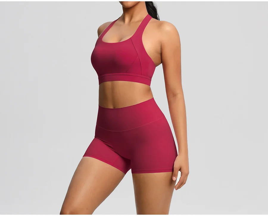 Women's Yoga Set Fitness Bra Push-Up Shorts Activewear