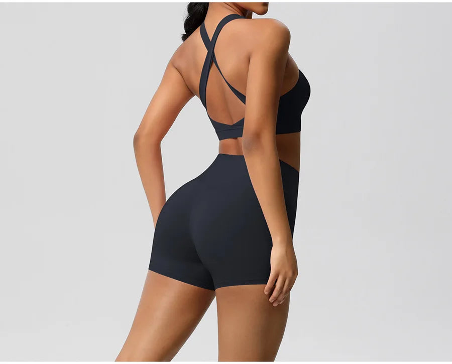 Women's Yoga Set Fitness Bra Push-Up Shorts Activewear