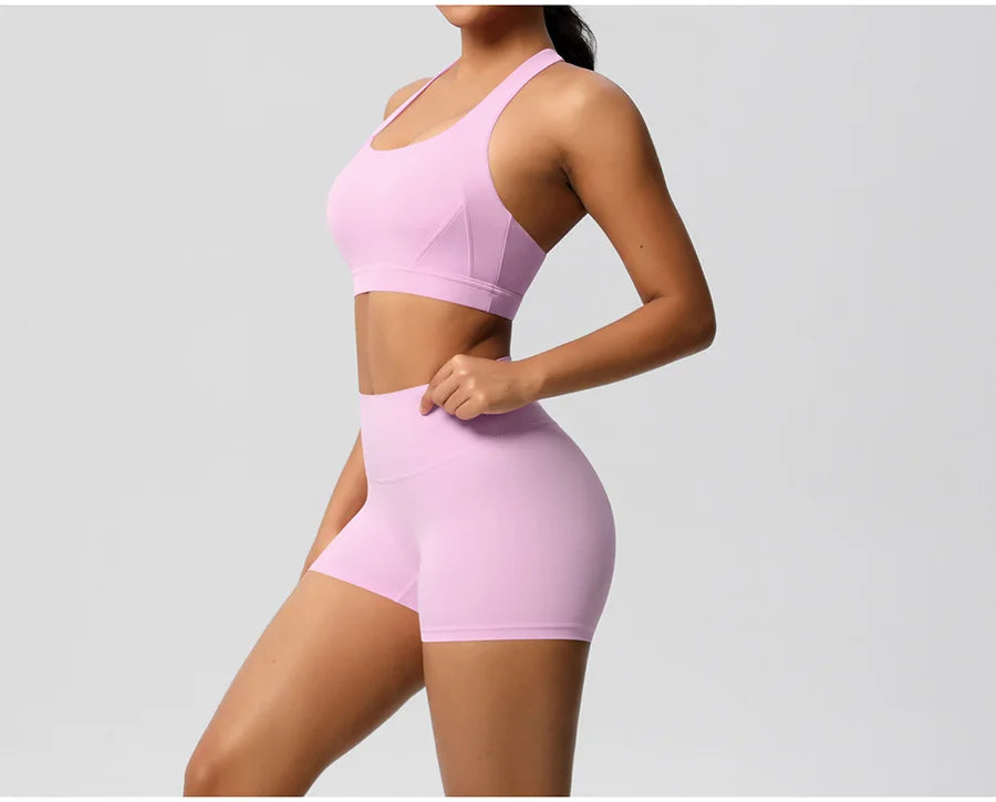 Women's Yoga Set Fitness Bra Push-Up Shorts Activewear