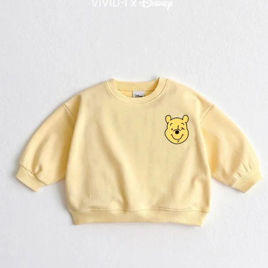 Cartoon Sweatshirts For Boys And Girls Cute Tops Crewneck Pullovers Toddler New Solid Color Hoodie Mickey Minnie Print Clothes