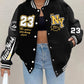 New York “23” Letter Printed Baseball Jacket Women