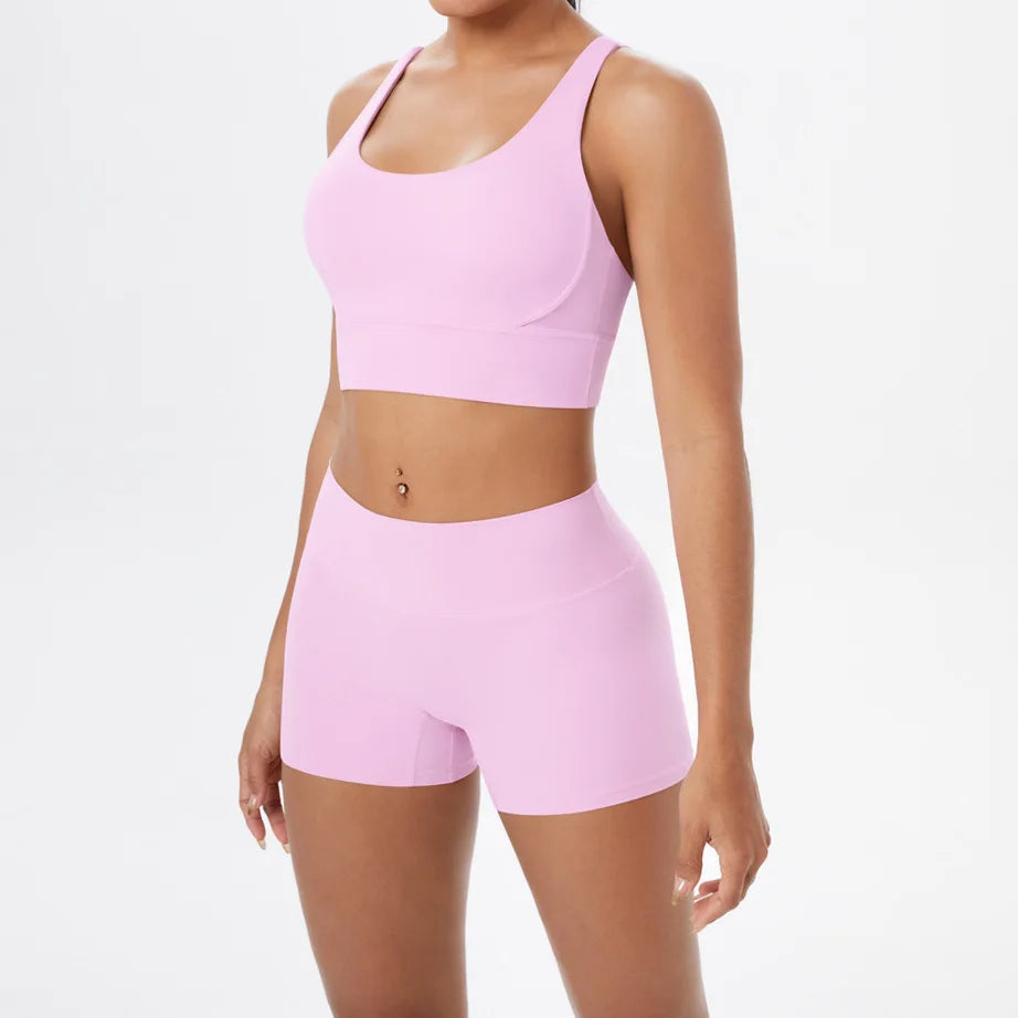 Women's Yoga Set Fitness Bra Push-Up Shorts Activewear