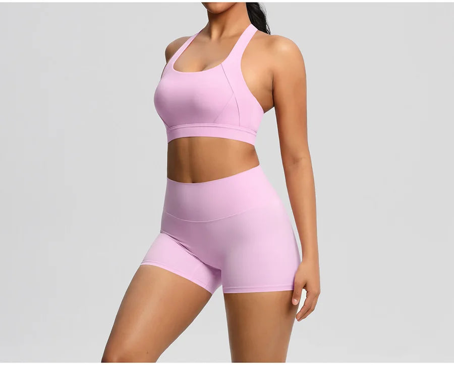 Women's Yoga Set Fitness Bra Push-Up Shorts Activewear