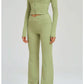 Women's Seamless Yoga Set Long Sleeve Flared Leggings Activewear