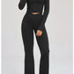 Women's Seamless Yoga Set Long Sleeve Flared Leggings Activewear