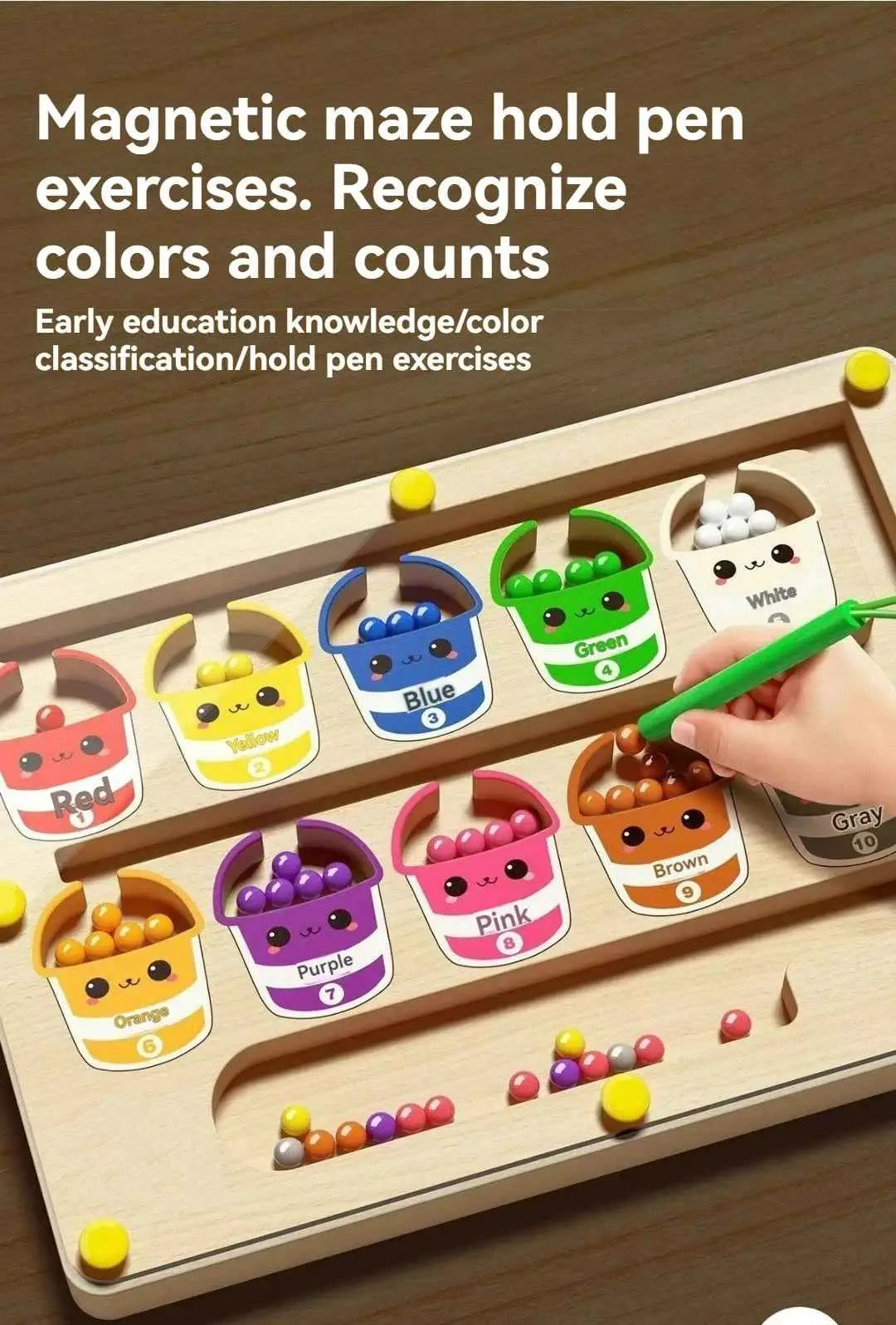 Children's Magnetic Maze Walking Ball Baby Concentration Training, Writing Logic Thinking 3 year Old Early Education Puzzle To