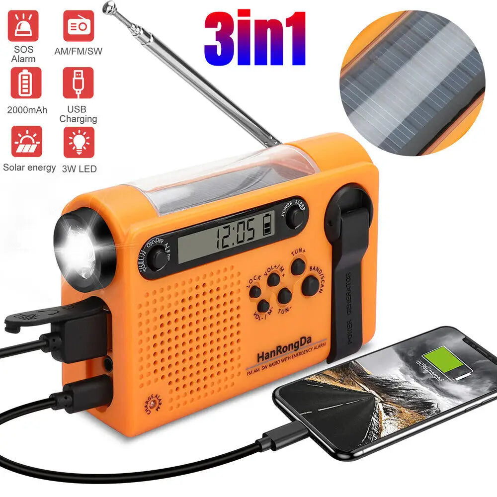 SolarWave 2000: 3-in-1 Crank Radio & Power Bank