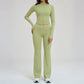 Women's Seamless Yoga Set Long Sleeve Flared Leggings Activewear