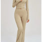Women's Seamless Yoga Set Long Sleeve Flared Leggings Activewear