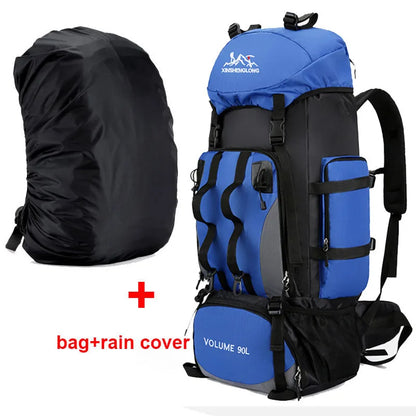 90L Waterproof Hiking Camping Backpack Large Capacity Rucksack