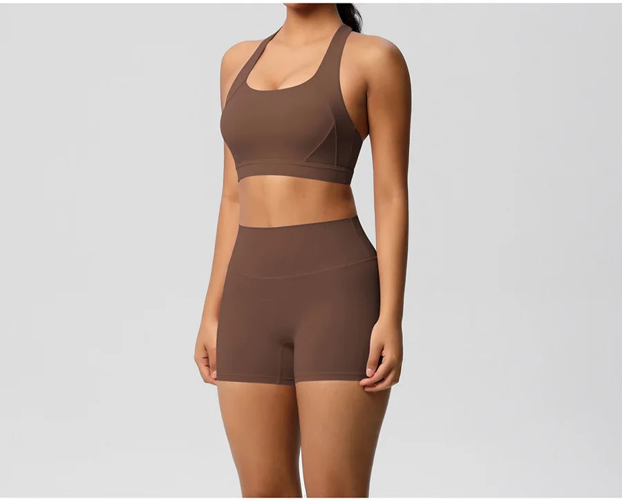 Women's Yoga Set Fitness Bra Push-Up Shorts Activewear