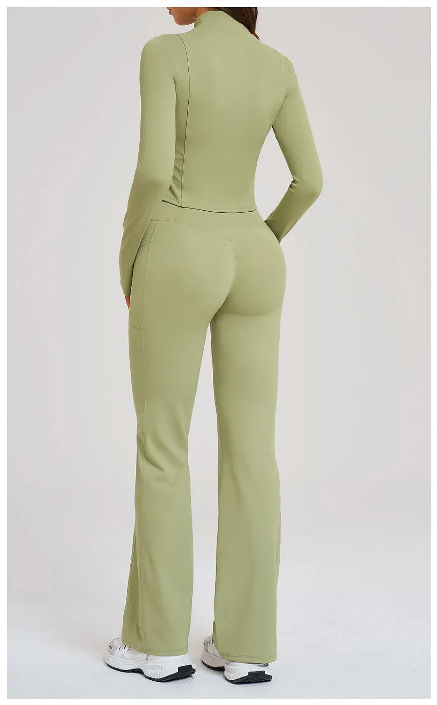 Women's Seamless Yoga Set Long Sleeve Flared Leggings Activewear